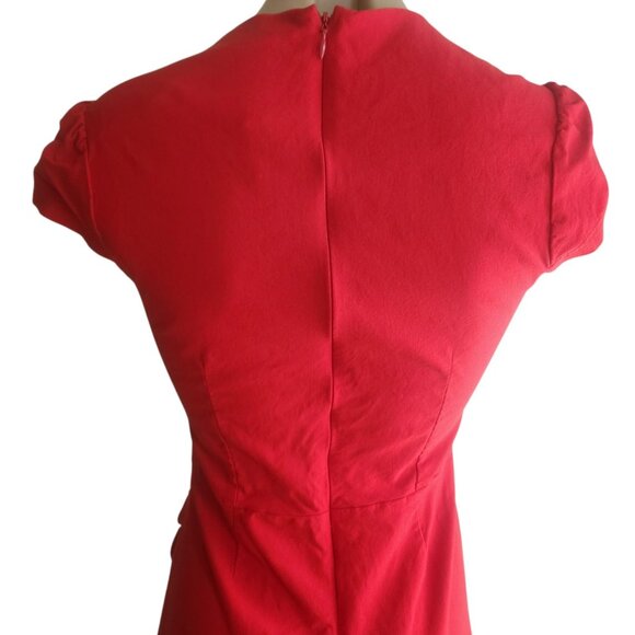 Womens Red Pin-Up Wiggle Stretch Dress Cap Sleeve Size M - Picture 6 of 11
